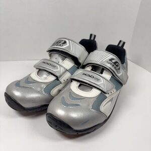 Garneau Ergo Grip Cycling Shoes Mens US Size 7.5 EUR 40 UK 6.5 Silver White Blue